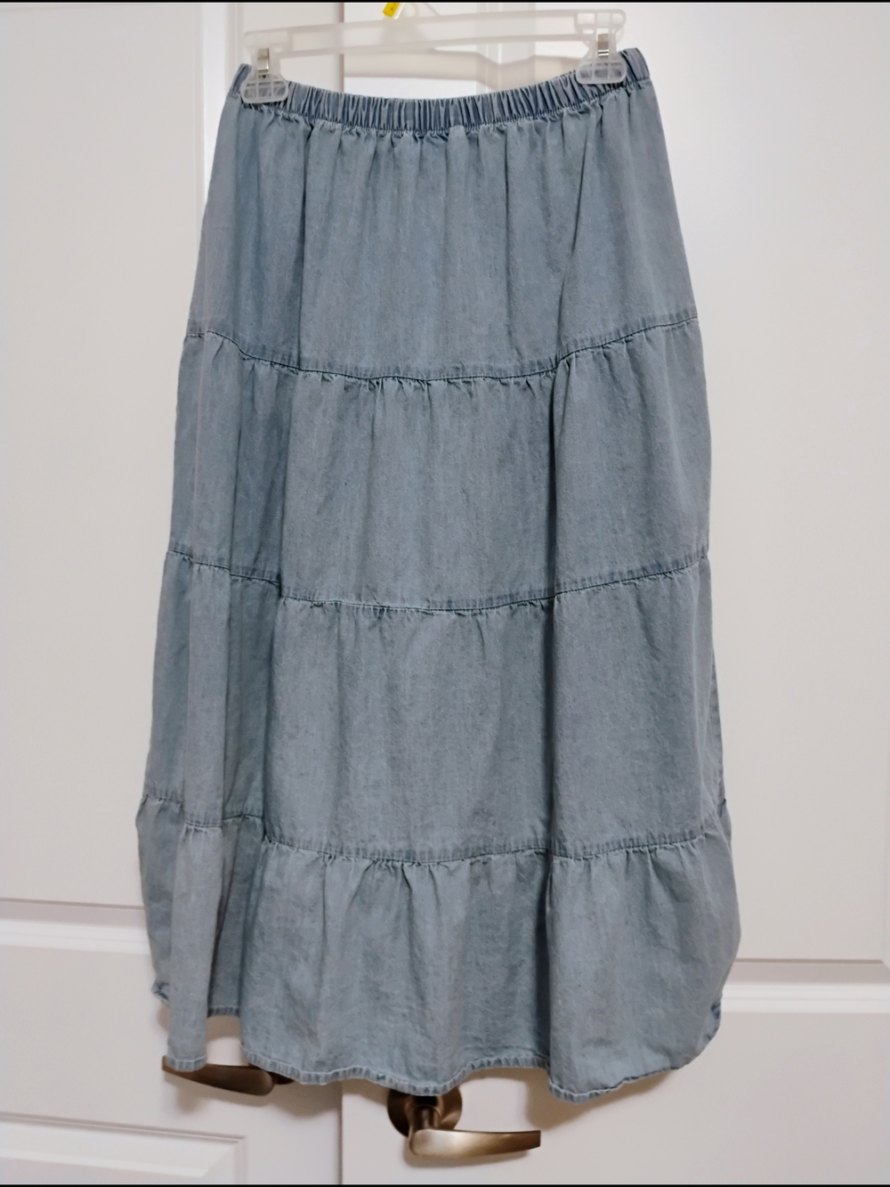 Bluenotes Light Blue Tiered Denim Maxi Skirt
